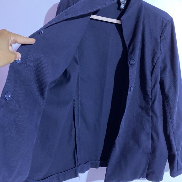 Eileen Fisher Blazer PL Navy Blue Snap Buttons Office Career Church Minimalist - Picture 11 of 16